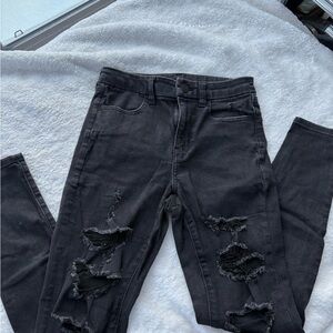 American Eagle Outfitters Black Distressed Skinny Jeans